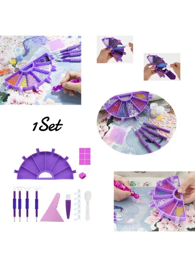 Purple Diamond Painting Tools Set With Tray Pen And Accessories For Mosaic Craft - Image 1